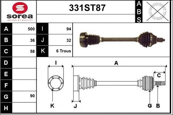 STARTCAR 331ST87 - Drive Shaft autospares.lv