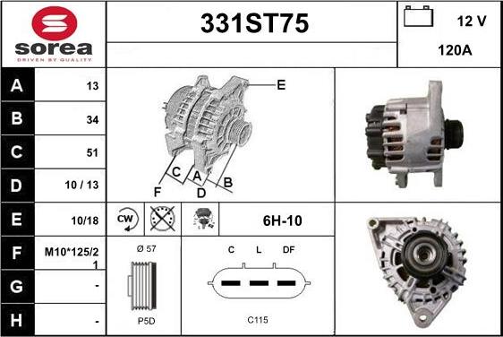 STARTCAR 331ST75 - Alternator autospares.lv