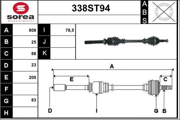 STARTCAR 338ST94 - Drive Shaft autospares.lv