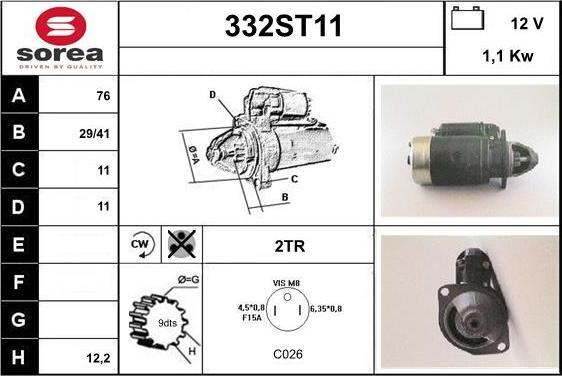 STARTCAR 332ST11 - Starter autospares.lv