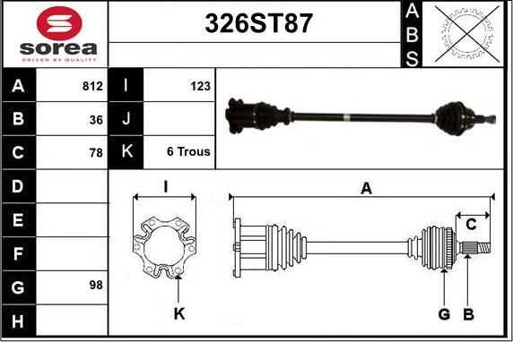 STARTCAR 326ST87 - Drive Shaft autospares.lv