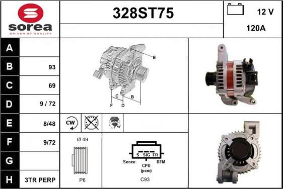STARTCAR 328ST75 - Alternator autospares.lv