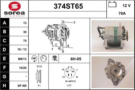 STARTCAR 374ST65 - Alternator autospares.lv