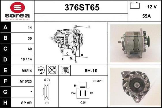 STARTCAR 376ST65 - Alternator autospares.lv