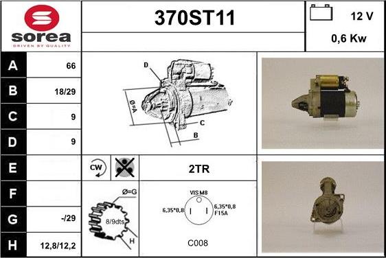 STARTCAR 370ST11 - Starter autospares.lv