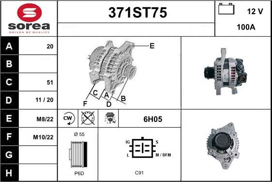 STARTCAR 371ST75 - Alternator autospares.lv