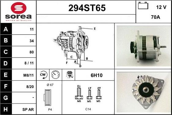 STARTCAR 294ST65 - Alternator autospares.lv