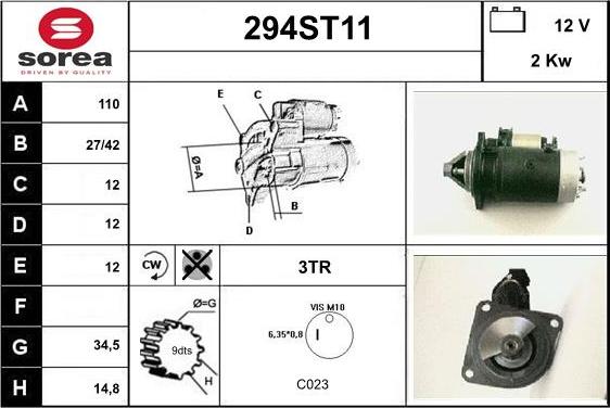 STARTCAR 294ST11 - Starter autospares.lv