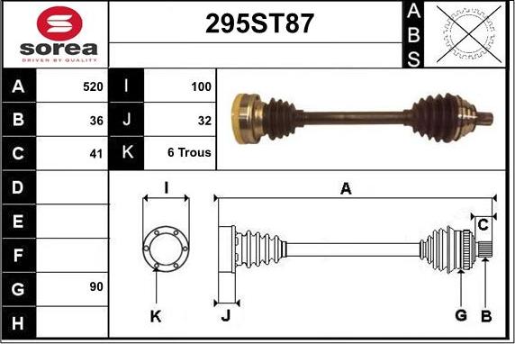 STARTCAR 295ST87 - Drive Shaft autospares.lv