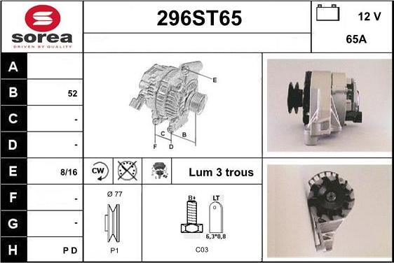 STARTCAR 296ST65 - Alternator autospares.lv