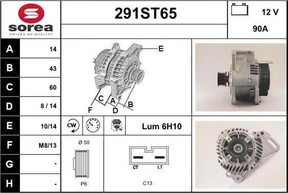 STARTCAR 291ST65 - Alternator autospares.lv