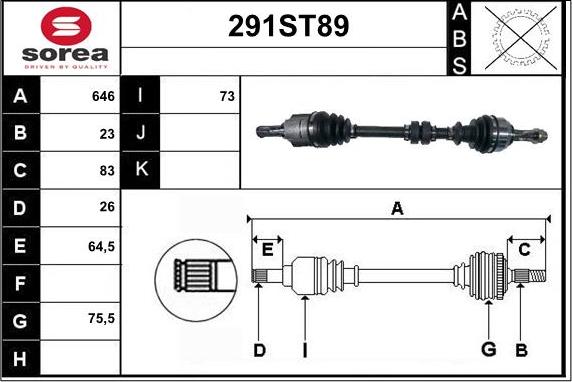 STARTCAR 291ST89 - Drive Shaft autospares.lv