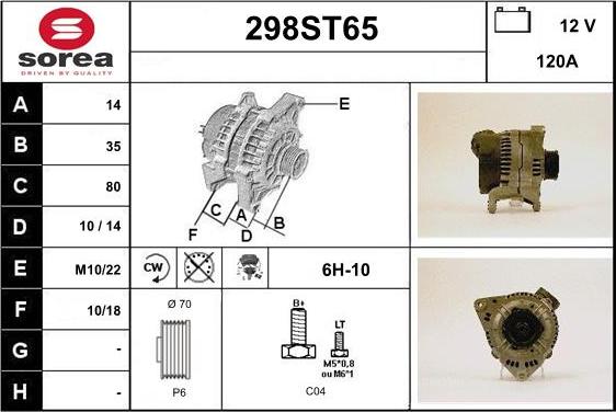 STARTCAR 298ST65 - Alternator autospares.lv