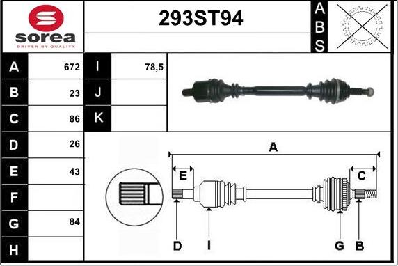 STARTCAR 293ST94 - Drive Shaft autospares.lv