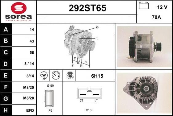 STARTCAR 292ST65 - Alternator autospares.lv