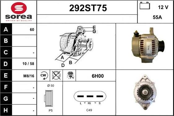 STARTCAR 292ST75 - Alternator autospares.lv