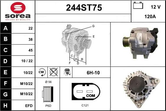 STARTCAR 244ST75 - Alternator autospares.lv
