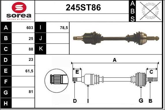 STARTCAR 245ST86 - Drive Shaft autospares.lv