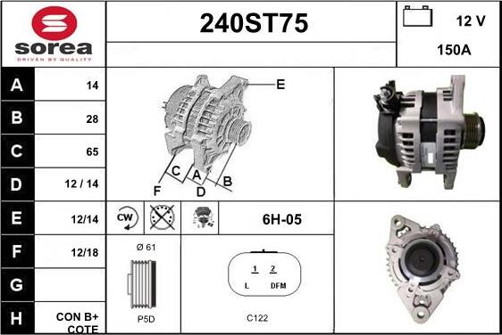 STARTCAR 240ST75 - Alternator autospares.lv