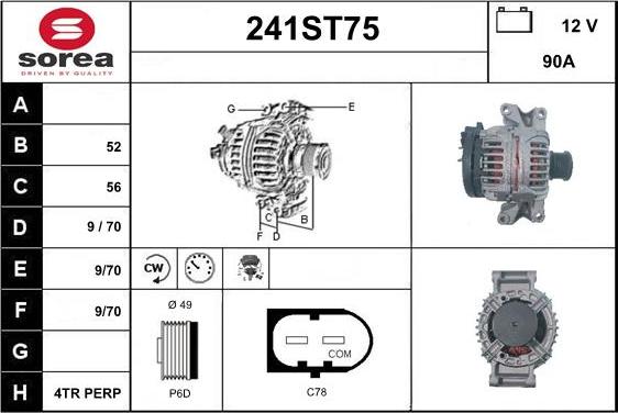 STARTCAR 241ST75 - Alternator autospares.lv