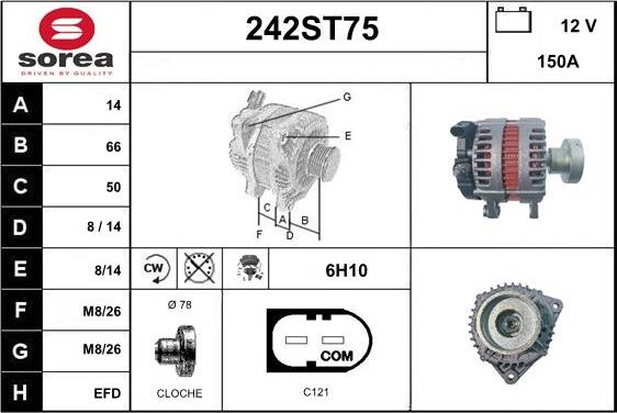 STARTCAR 242ST75 - Alternator autospares.lv