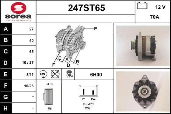 STARTCAR 247ST65 - Alternator autospares.lv