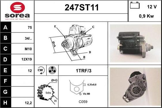 STARTCAR 247ST11 - Starter autospares.lv