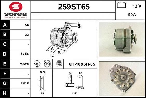 STARTCAR 259ST65 - Alternator autospares.lv