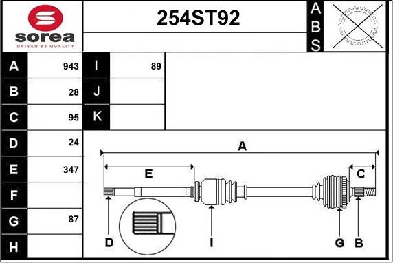 STARTCAR 254ST92 - Drive Shaft autospares.lv