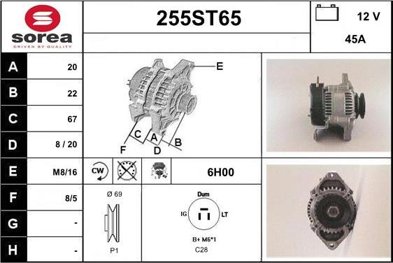 STARTCAR 255ST65 - Alternator autospares.lv