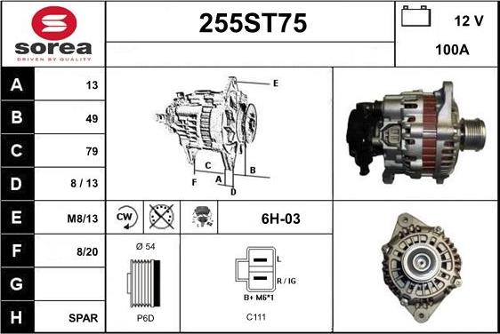 STARTCAR 255ST75 - Alternator autospares.lv