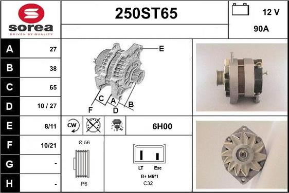 STARTCAR 250ST65 - Alternator autospares.lv