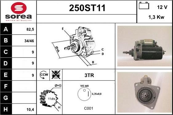 STARTCAR 250ST11 - Starter autospares.lv