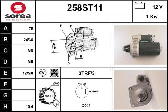 STARTCAR 258ST11 - Starter autospares.lv