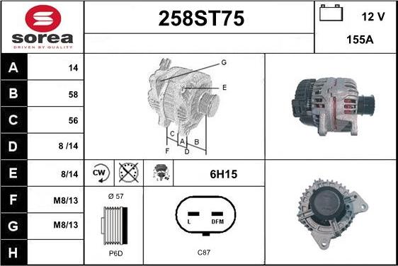 STARTCAR 258ST75 - Alternator autospares.lv