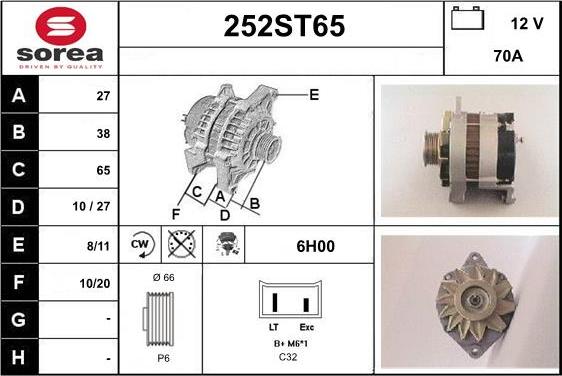 STARTCAR 252ST65 - Alternator autospares.lv