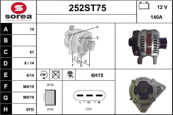 STARTCAR 252ST75 - Alternator autospares.lv