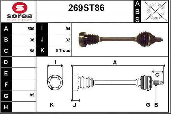 STARTCAR 269ST86 - Drive Shaft autospares.lv