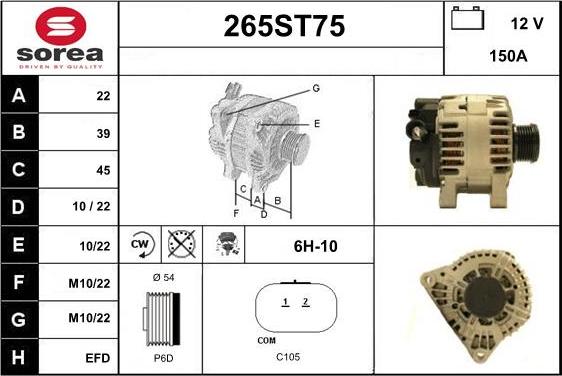 STARTCAR 265ST75 - Alternator autospares.lv