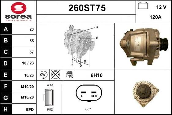 STARTCAR 260ST75 - Alternator autospares.lv