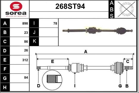 STARTCAR 268ST94 - Drive Shaft autospares.lv