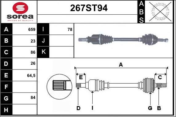 STARTCAR 267ST94 - Drive Shaft autospares.lv