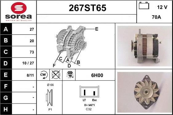 STARTCAR 267ST65 - Alternator autospares.lv