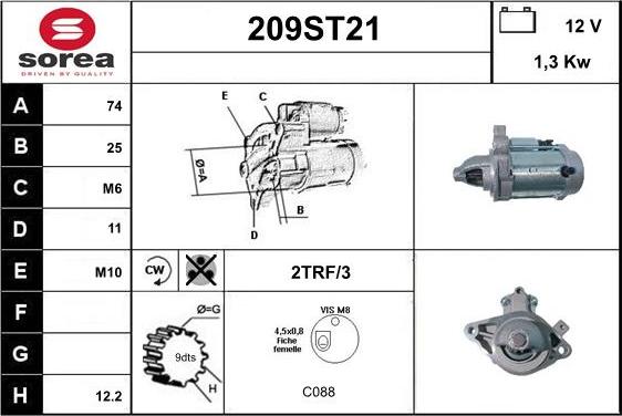 STARTCAR 209ST21 - Starter autospares.lv