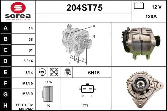 STARTCAR 204ST75 - Alternator autospares.lv