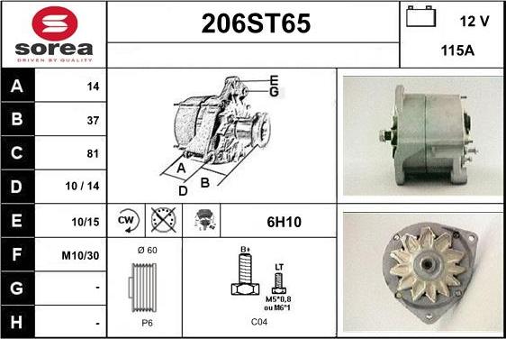 STARTCAR 206ST65 - Alternator autospares.lv
