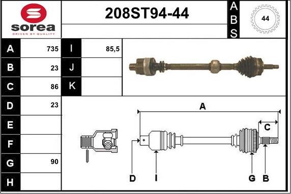 STARTCAR 208ST94-44 - Drive Shaft autospares.lv