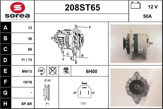 STARTCAR 208ST65 - Alternator autospares.lv