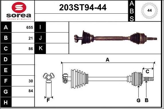 STARTCAR 203ST94-44 - Drive Shaft autospares.lv