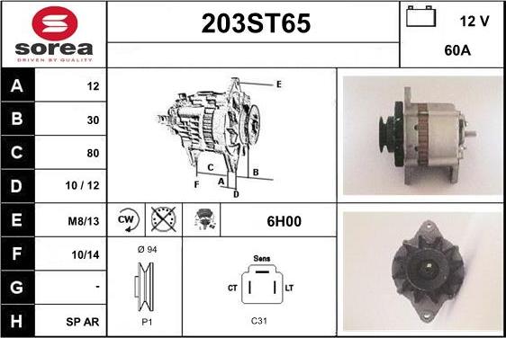 STARTCAR 203ST65 - Alternator autospares.lv